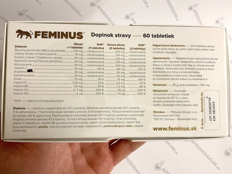 Informace o složení a dávkování přípravku Feminus